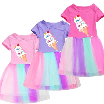 Комплект дрехи за момичета, Нови Летни Рокли на Принцеси, Детска рокля с къс ръкав, официални рокли за момичета, Детски Дрехи от 3 до 12 години