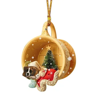 Висулка Акрилни Висулка Коледен Декор Кучето Спи На Коледното Дървото Подаръци Бала В Гнездото Украса