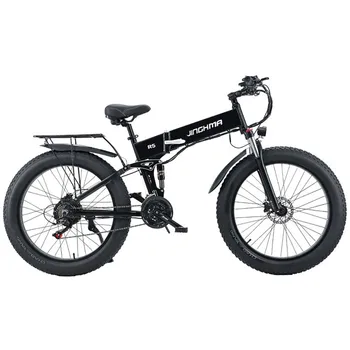 26-Инчов Електрически Велосипед Планински Електрически Велосипед Със Сгъваема Рамка от алуминиева Сплав, Литиева батерия 48, Размерът на Задните Двухдисковые спирачки