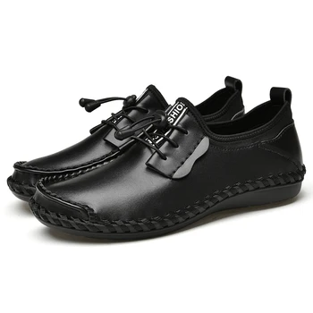 Мъжки Oxfords дантела за сватбени партита, Офис бизнес ежедневни обувки, Мъжки обувки големи размери, Официална черна кожена обувки за мъже