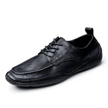 Мъжки Ежедневни обувки от мека кожа, Луксозна качество, Ръчна изработка, Удобни мъжки лоферы от естествена кожа в британския стил, Реколта обувки на плоска подметка