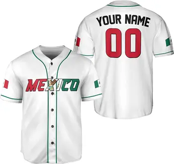 Мексиканска бейзболна фланелка с 3D принтом и окото, бейзболна риза с потребителски име, Мъжки Градинска облекло Оверсайз, Спортни дрехи с къс ръкав