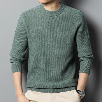 Мъжки пуловер от 100% вълна 2023, есенно-зимни Мъжки кашмир меки пуловери