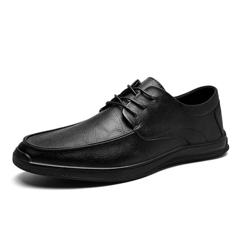 Мъжки Ежедневни обувки от мек и нежен кожена горна част, луксозни обувки дантела, мъжки модни проста обувки за шофиране