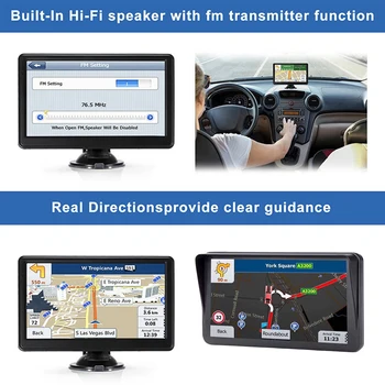 Автомобилен GPS навигатор 256 MB + 8G, 9-инчов автомобилен GPS навигатор, Вграден високоговорител, Преносим навигатор, HD сензорен екран, Карта на ЕС, AU, Северна Америка
