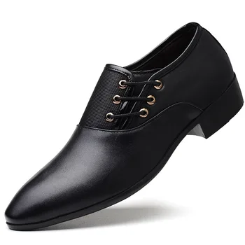 Топ Оксфордские обувки, Мъжки Луксозни Лак сватбени обувки, Модел обувки с остри пръсти, Класически Обувки в стил Дерби, Кожени обувки, Размер 38-48