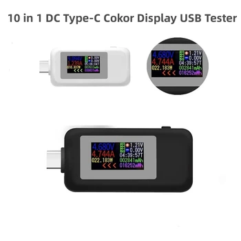 10 в 1 USB тестер dc Type-C, Измерване на ток 4-30 В, М напрежение, Временна Амперметър, Цифров Монитор, Индикатор за прекъсване на Захранването, Зарядно устройство