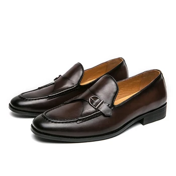 Кафяви Лоферы, Мъжки модел обувки С Квадратни пръсти и Кичури, Без шнур, Бизнес и Сватбени Мъжки обувки ръчна изработка, Размер 38-46
