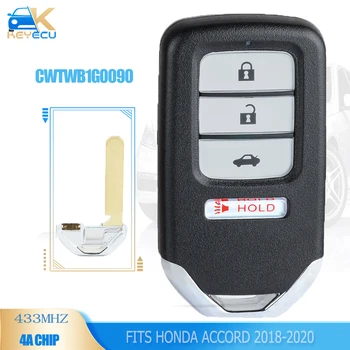 KEYECU CWTWB1G0090 433 Mhz 4A Чип Умно Дистанционно Ключ 3 + 1 Бутон Ключодържател за Honda Accord 2018 2019 2020