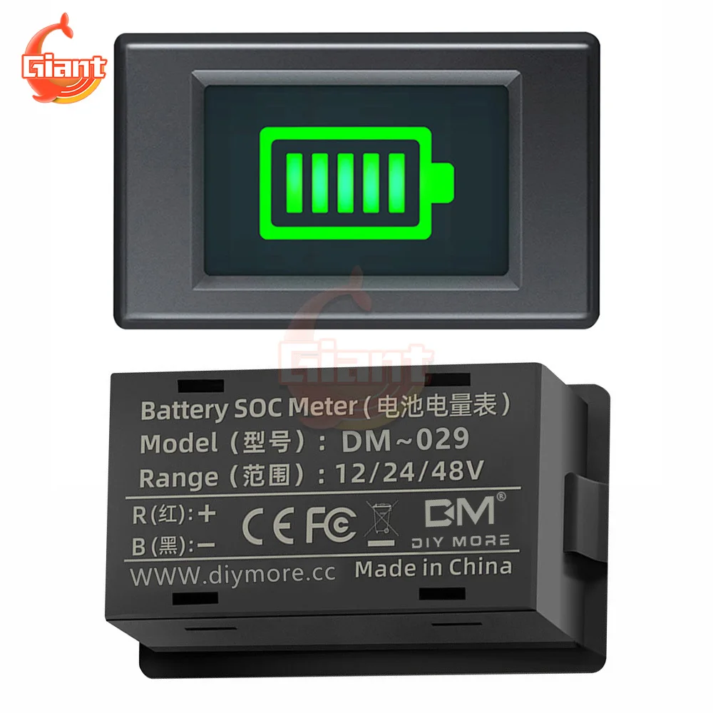 Индикатор за капацитет на батерията DM DC12V-48V точност ръководят брояч на електроенергия от батерията на постоянен ток, червен / зелен led дисплей, тестер за зареждане на батерията