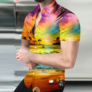 Нов дизайн, изработени по поръчка хавайска риза с 3D-печат от полиестер, търговия на едро с мъжки плажни дрехи