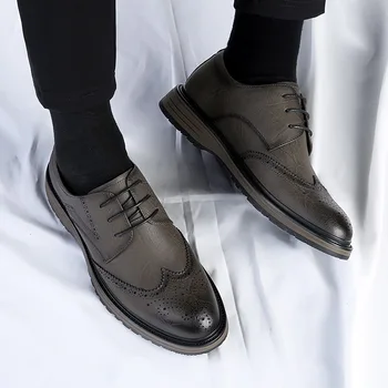 Лидер в продажбите, Мъжки Oxfords ръчно изработени, Висококачествени Кожени Модела Обувки, Класически Бизнес Официални Мъжки Обувки с дебела подметка