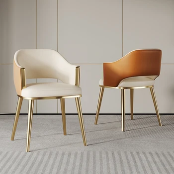Модерни и луксозни трапезни столове, метални крака, уникални кожени дизайнерски трапезни столове за всекидневна, мебели за дома Sillas Cadeira