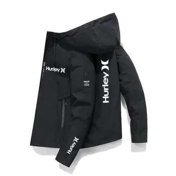 Нова мода мъжки и дамски яке с цип на марката HURLEY с принтом в стил хип-хоп, ежедневни hoody Унисекс джоб с дълъг ръкав