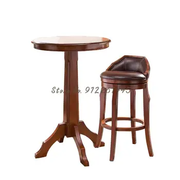 Европейският бар стол от масивно дърво, висок стол бар, американски бар стол, домакински въртящ се стол, бар стол от масивно дърво, бар стол