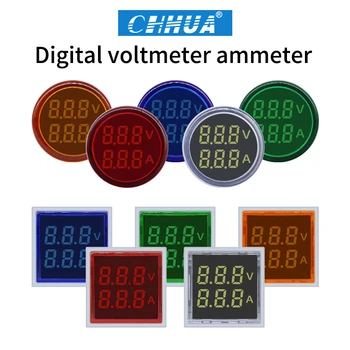 Led цифров Волтметър Амперметър Сигнални лампи 22 мм Волта Напрежение, Ток и Разход Измервателният Индикатор Тестер за измерване на променлив ток 60-500 В 1-100А