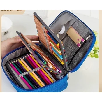 Водоустойчива чанта за писалки 72 цвята, 120 дупки, по-голям капацитет, Подвижна чанта за рисуване с молив, Канцелярская кутия