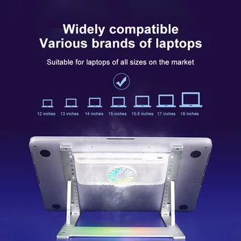 За Macbook Притежател на настолен охлаждащ подложка за лаптоп, Конзола поставка за вентилатор на лаптоп Алуминиева сплав ABS