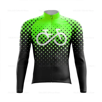 Флуоресцентни Зелено Колоездене Потници, Мъжки Дишащи велосипедни Тениски С Дълги ръкави, бързо съхнещи ризи за каране на Велосипед по планински път