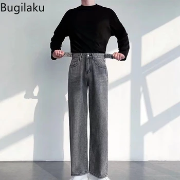 Мъжки дънки с цип Бугилаку в гонконгском стил в стил ретро, мъжки преки свободни панталони, универсални панталони с цип