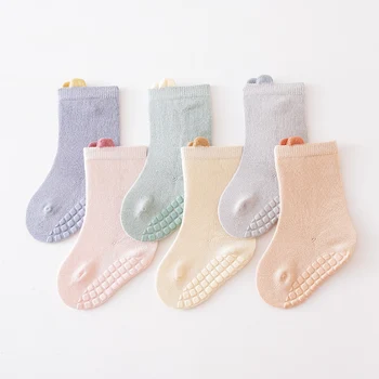 3 Чифта/лот, есенни чорапи за малки момчета и момичета, прекрасни триизмерни мини обикновена чорапи с малки уши, безопасни домашни дишащи ластични чорапи