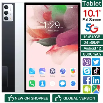 Tablet PC X11 Pro Android 12 с 10.1-инчов IPS-дисплей Оперативна памет: 6/8/12 GB-Вградена памет: 128/256/512 GB Поддръжка на GPS + WIFI + BT Двойна карта 8000 mah