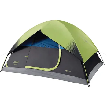 Палатка Coleman за къмпинг OUZEY в тъмна стая, една палатка на 4/6 човек, блокира 90% от слънчевата светлина и запазва вътрешността на прохлада