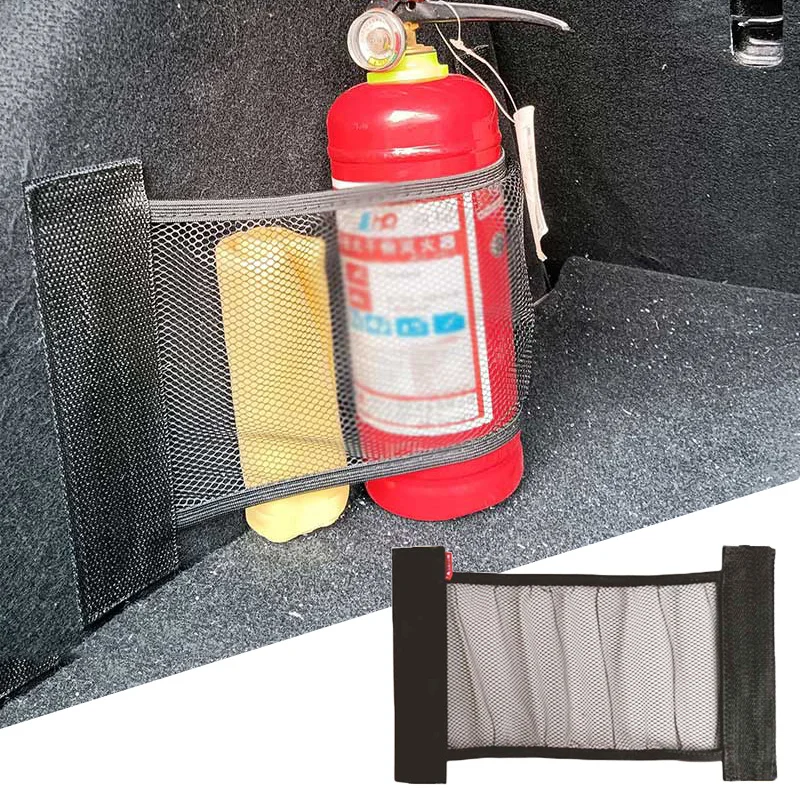 Еластична мрежа за багажника на колата, Фиксирани Колани, Органайзер за интериора на Колата, Мрежа за съхранение на Пожарогасител, чанта за закрепване на облегалката на седалката, Автоаксесоари