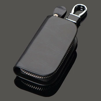 Черен/Кафяв Умен калъф за ключове от кола, кожен корпус, защита от надраскване, чанта, калъф за ключове, Автоаксесоари