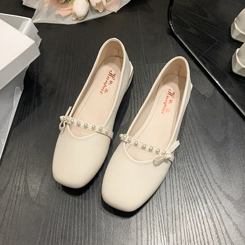 Женски обувки Mary Jane обувки с високи токчета; новост 2023 г.; Елегантни вечерни обувки Mary Jane, с лък на дебелите квадратен чорап средна дължина
