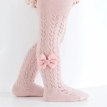 Чорапогащник за малки момичета от 0 до 8 години с лък, Обикновена Меки Тънки Дишащи Мрежести Чорапи, Чорапогащи, Детски Гамаши, с еластична подметка