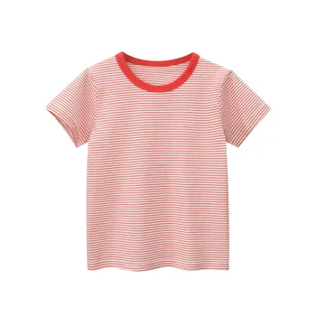 DE PEACH/ 2023 Лятна Детска Тениска на райета за малки Момичета И Момчета с къс ръкав, Памучен Ежедневни тениска С кръгло деколте За Деца, Върховете Унисекс