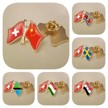 Швейцария и Китай, Свазиленд, Швеция, Сирийска Арабска Република, Таджикистан, Танзания, Знамена Приятелство с двойно посредством кръстосване, Изтръпване на ревера, икона