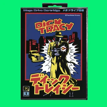 Най-популярната игра касета Dick Tracy 16-битова игрална карта MD с кутия за Sega Megadrive/Genesis