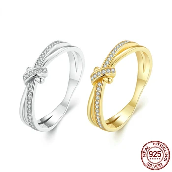 Пръстен на пръста от Сребро 925 Проба с двухслойным възел, Наращиваемые пръстени за жени, оригинален дизайн, изящни бижута, 2 цвята