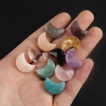 Естествени Полускъпоценни Камъни, небрежно смесени цветове, Малка Висулка във формата на Луната, Накити от мъниста, Колие, Обеци, и Аксесоари