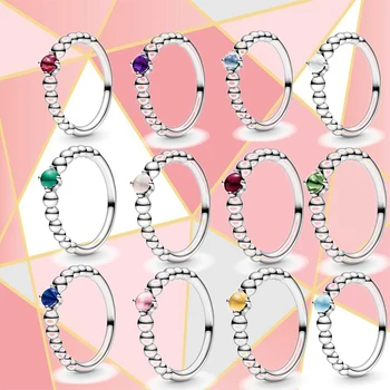 2021 Ново модно пръстен от сребро 100% S925 проба с 12 различни цветове на камъни. Оригинални бижута 