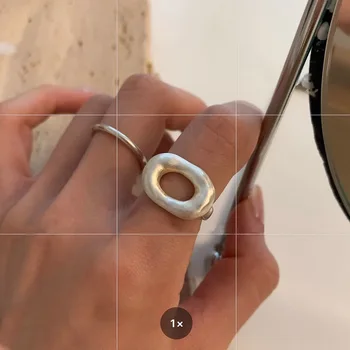 Новост 2023, Минималистичные вечерни пръстен сребърен цвят за жени, Корейски Сладък креативен дизайн, Кухи Геометрични декорации за пръстите на Пръстен
