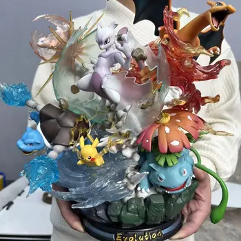 40 см Pokemon Голяма Статуетка на Играчката са подбрани Модел Mewtwo Blastoise Charizard Venusaur PVC Фигурка Играчки Декор Подарък