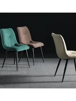 Италиански минималистична трапезария стол за дома, Модерен Минималистичен Дизайнерски Кожен Творчески Скандинавски Лампа, Луксозен модел на Тъканта столове за всекидневна