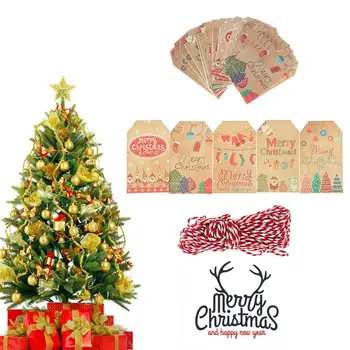 50ШТ САМ Опаковъчни материали от крафт-хартия, Закачалка за Подарък опаковки, Коледни етикети, Крафт-етикет