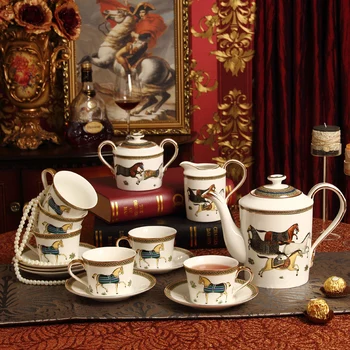 Керамичен комплект кафеени чаши в европейски стил от 15 предмети, английски следобеден чай, творчески сватбен подарък, чай комплекти porcelana