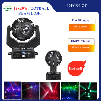 10шт 12x20 W RGBW 4в1 led футболен движещ се главоболие светлина Безкрайно въртене DJ Disco Party Beam Ефект на осветяване на сцена