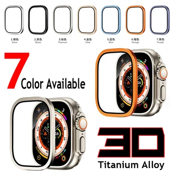 100шт 3D Титан Сплав от Закалено Стъкло За Apple Watch Ultra Case 49 мм Метална Рамка, Протектор на Екрана
