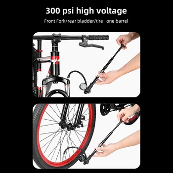 Велосипеден въздушен шок Преносим помпа колоездене масло помпа за високо налягане 300psi, съвместим с капак Schrader Presta Valve за гуми с окачване вилочной