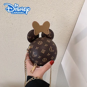 Модни кръгла чанта с изображение на Мики и Мини маус от анимационен филм на Дисни, чанта през рамо, чанта-месинджър за деца, подаръци за момичета