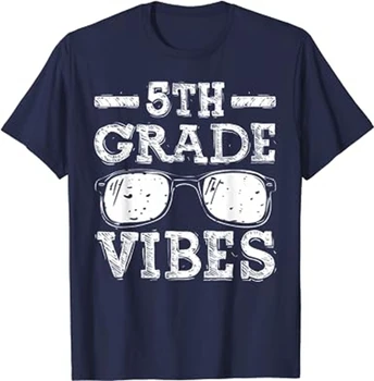 ZYXZ Лято 2023, Нова модни дрехи за деца, памучен риза Back To School, Vibes за 5-ти клас, тениска за деца с първия ден на учителя