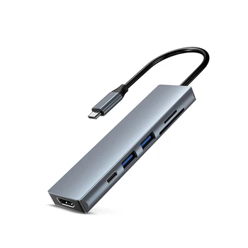 мултифункционален хъб 6в1 С изход за HDMI, USB многопортовый адаптер, зарядно устройство за лаптоп Macbook, таблет, телефон