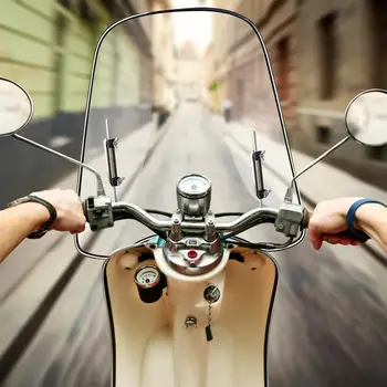 Универсално предното стъкло мотоциклет 18 x 16,7 см, Прозрачен Предното стъкло от КОМПЮТЪР, Регулируем Ветроотражатель, стъкла мотоциклети, скутери