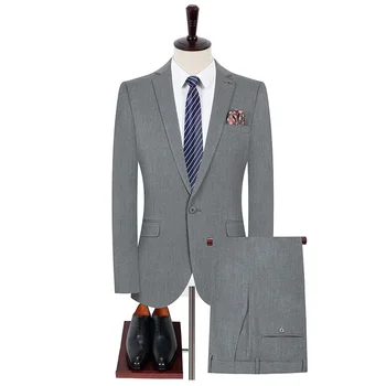 Бутик (сако + панталон Мъжка мода Бизнес Британски стил Джентълмен Просто Микро-пролет отделни Всекидневни Професионален комплект от 2 теми